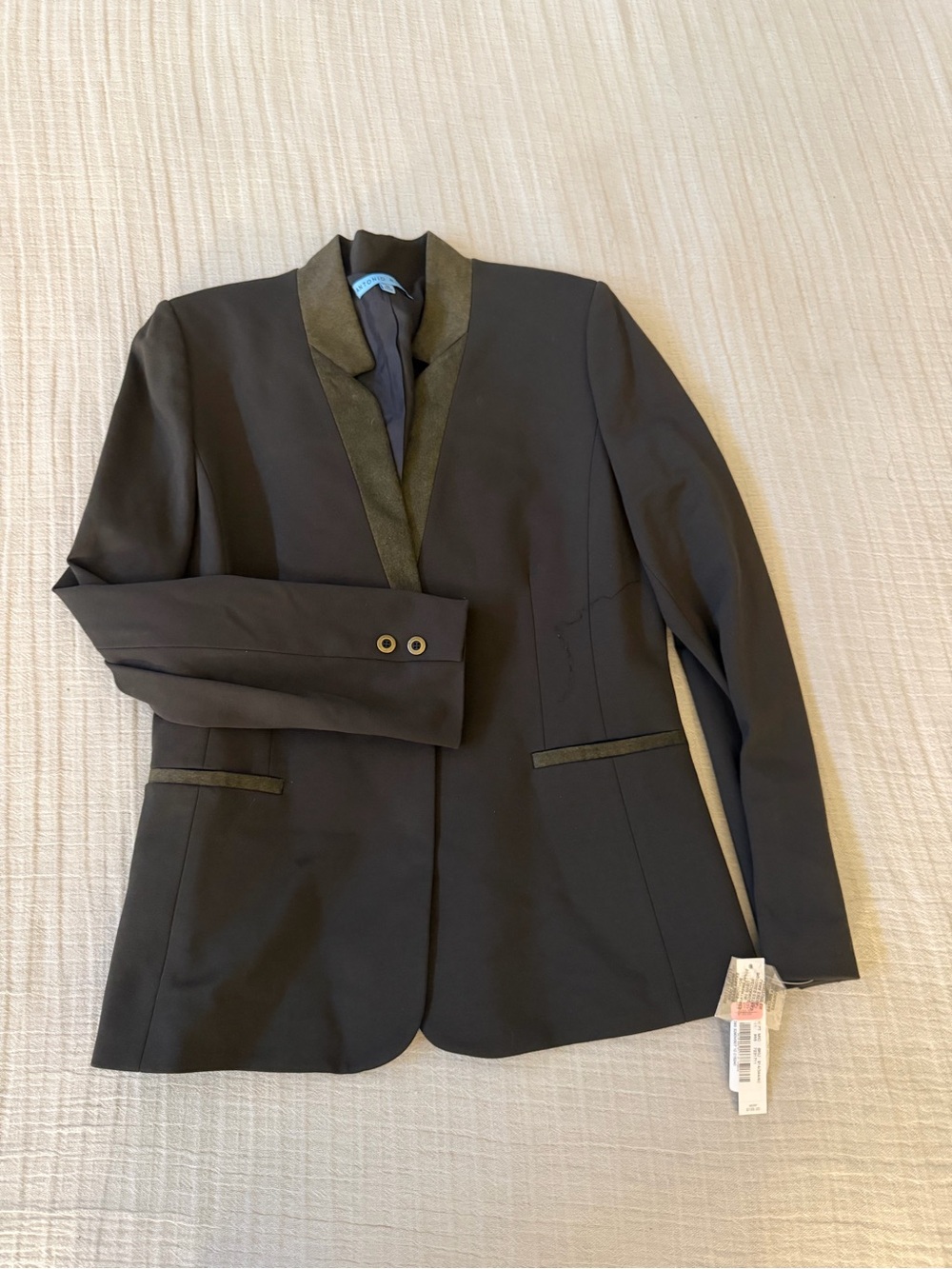 ANTONIO MELANI Black Blazer with Olive Trim